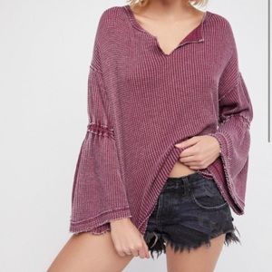Free People Waffle Knit Top